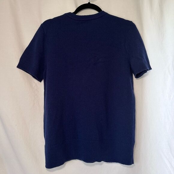 NWT Theory Cashmere Sapphire Blue Short Sleeve Tee Style Sweater Size M - Picture 7 of 11
